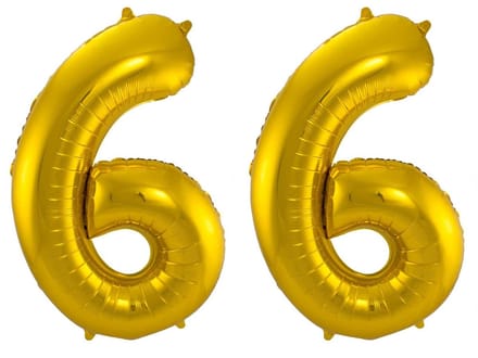 Folieballon 66 jaar - Goud - 86 cm