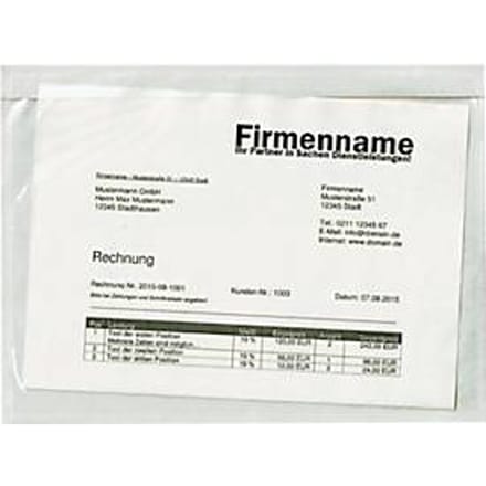 Documenthoesje, C5, polypropeen folie, zonder bedrukking, zelfklevend, transparant, 250 st.