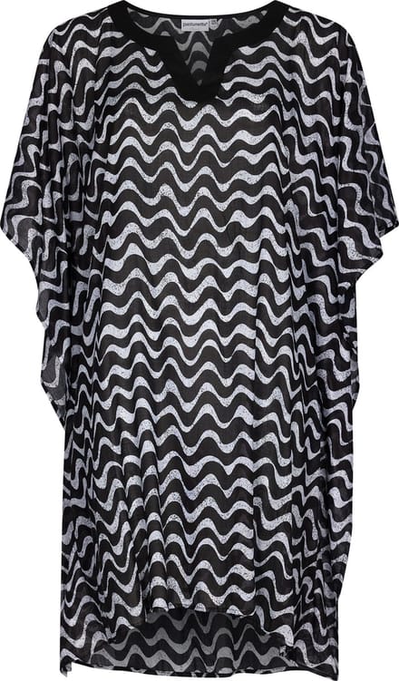 Pastunette Waves - Dames Kaftan - Zwart/Wit - Katoen - One size