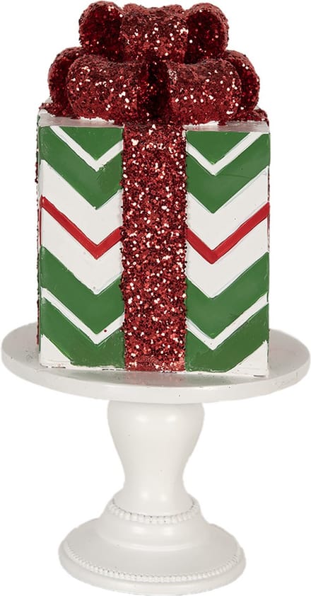 Clayre & Eef Kerstdecoratie Beeld Cadeau 24 cm Groen Polyresin