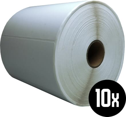 DULA Compatible Zebra Labels 102x50mm - 1300 etiketten per rol - kern 25mm - Wit - Permanent - 10 rollen