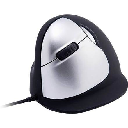 R-GO Tools HE (RGOHELELA) Ergonomische muis USB Maat: L Optisch Zwart/zilver 5 Toetsen 500 dpi, 1500 dpi, 2000 dpi, 3500 dpi Ergonomisch