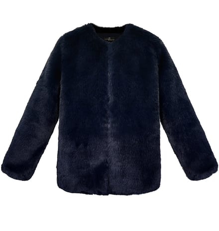 Luxueuze Vrouwen Jas van Vals Bont met Slanke Pasvorm - Donkerblauw - Maat S