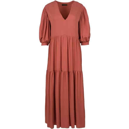 Terracotta V Hals Maxi Jurk