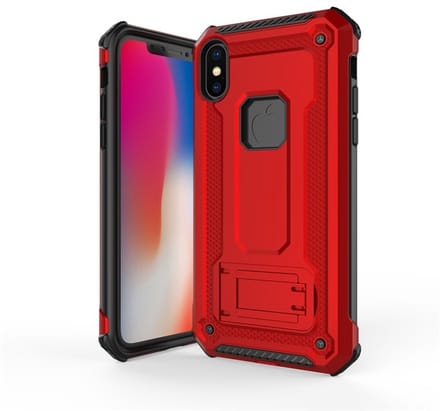 Ntech hoesje Geschikt voor iPhone Xr Armor hoesje met Kickstand - Rood
