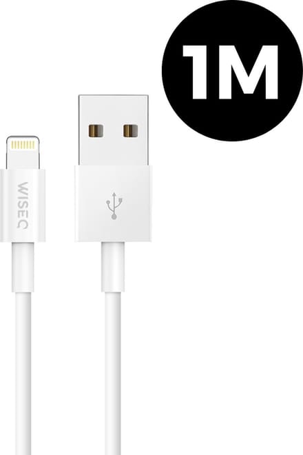 USB naar Lightning kabel 1 m – Lightning oplaadkabel - geschikt voor Apple iPhone – wit – WiseQ