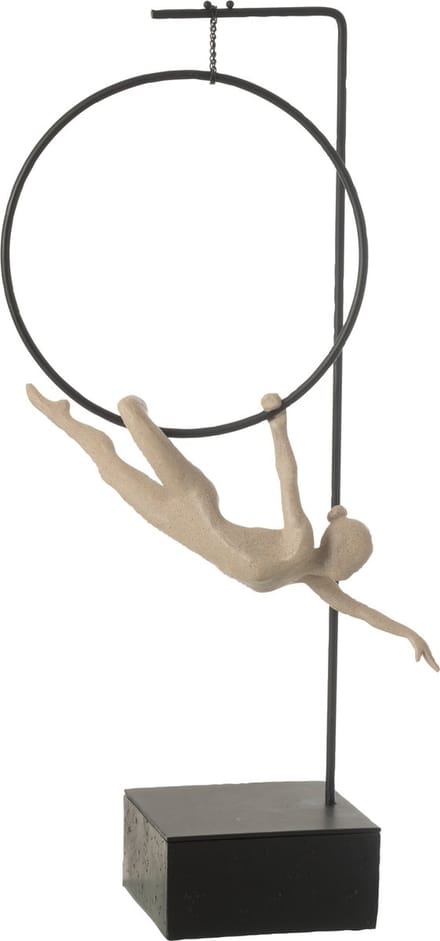 J-Line decoratie Gymnaste Hoepel Gamma - polyresin - beige/zwart