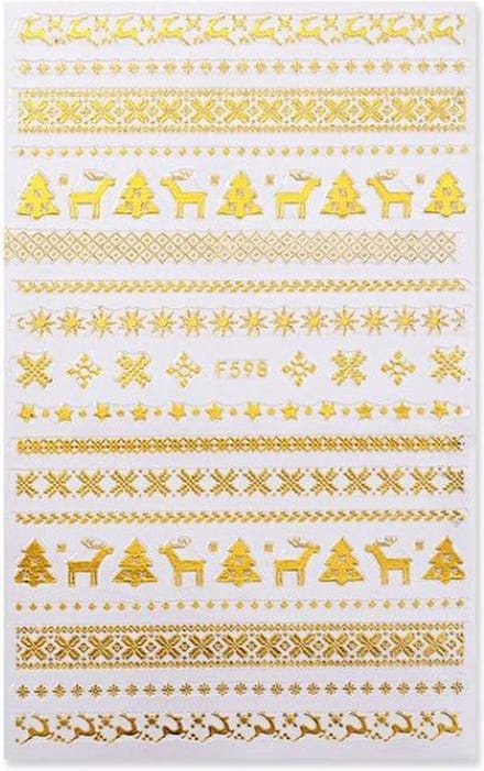 Kerst Nagelstickers - Kerstmis Nagel Versiering - Gouden hert - 1 Vel