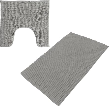 Urban Living badkamer droogloop matjes/tapijt - set 2x stuks - polyester - steengrijs