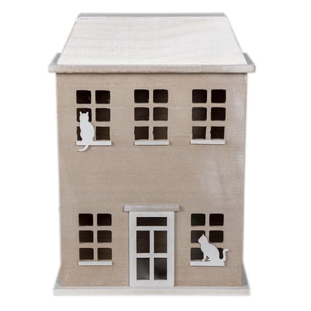 Clayre & Eef Opbergdoosje Huis 27x12x39 cm Bruin Hout Katten