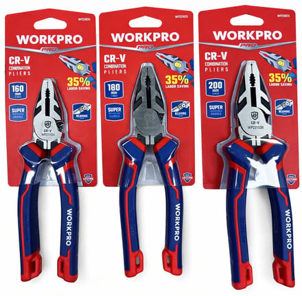 WORKPRO combinatietangen Set 3-delig heavy duty CR V 160, 180 & 200 mm - WP201040 - Set van 3