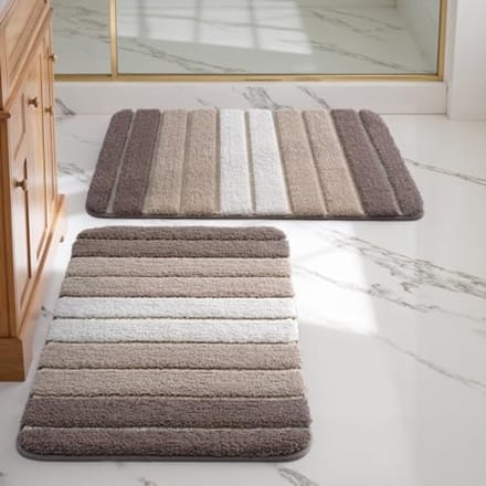 Set van 2 zachte badmatten met antislip onderkant - Absorbeert snel vocht