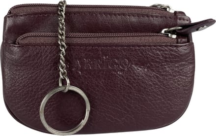 Mini Portemonnee – Bordeaux Rood - Soepel Leer - Sleuteletui met rits – Portemonnee Dames Klein - Arrigo