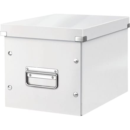 Leitz Wow Click & Store Kubus Middelgrote Opbergdoos - 80% Gerecycled Karton - 26 x 24 x 26 Cm (BxHxD) - Wit