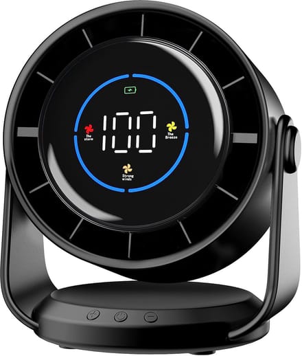 Slimme bureauventilator - USB tafelventilator - 100 snelheden - LED display - 105° verstelbare kop - stille koeling
