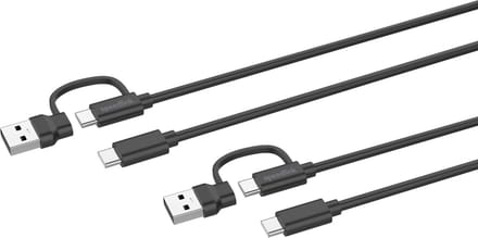 Speed-Link STREAM Play + Charge USB-C/A to USB-C Cable Set - Black - Wired Charging cable for wireless game controller - Sony PlayStation 4