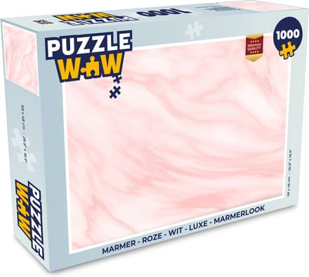 Puzzel Marmer - Roze - Wit - Luxe - Marmerlook - Legpuzzel - Puzzel 1000 stukjes volwassenen