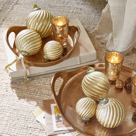 LOBERON Kerstbal set van 6 Frasetta goud/crème