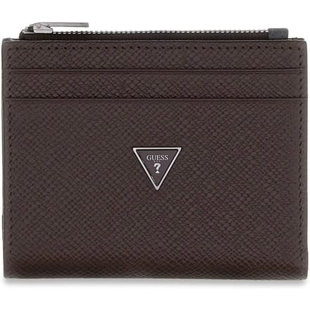 GUESS Leren portemonnee Milano Bifold Top Zip Wallet Dark Oak / Grey donkerbruin