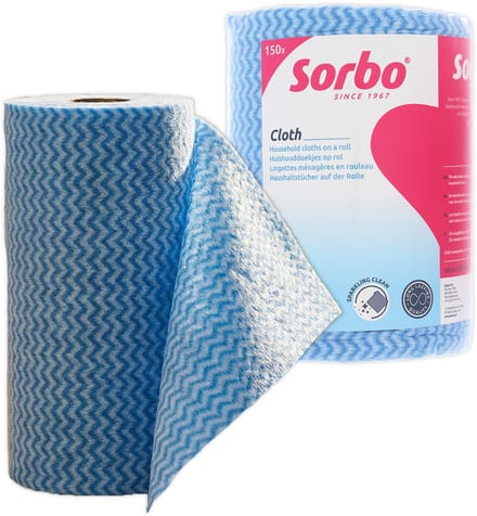 Sorbo Huishouddoekjes op Rol - 150 Stuks - 20 x 40 cm - Schoonmaakdoekjes voor Droog en Vochtig Gebruik