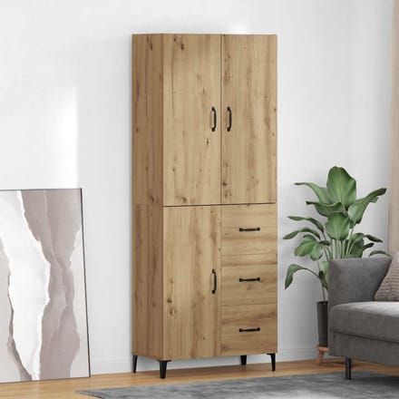 vidaXL Highboard Artisan Eiken 69,5 x 34 x 180 cm Bewerkt hout