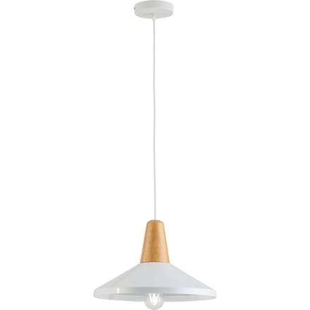 Viokef Hanglamp Tom met houtelement, wit