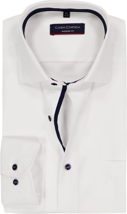 CASA MODA modern fit overhemd - dobby - wit - Strijkvrij - Boordmaat: 46 (EU maat: XXL)