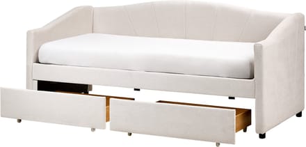 VITTEL - Bed met opberger - Lichtbeige - Polyester