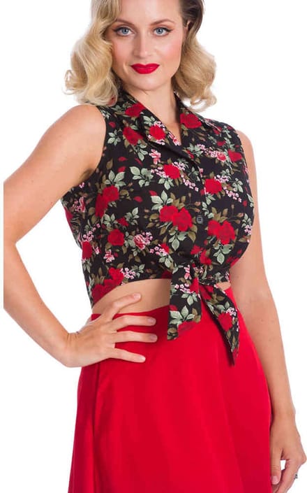 Dancing Days - ROSE GARDEN Blouse - XL - Zwart