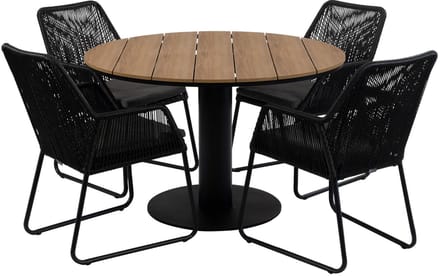 Tuinset Mona/Tower | 4 personen | Rond 120 cm | Rope & Tecon Teak