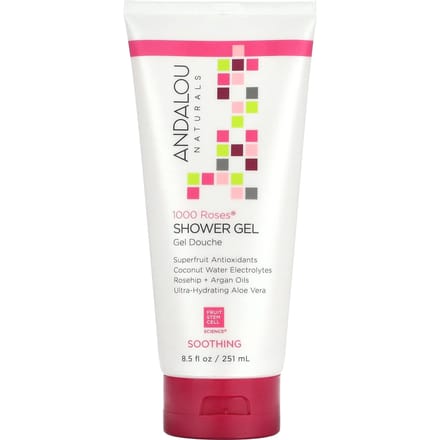 Andalou Naturals, Gel douche, 1000 roses, apaisant, 250 ml (251 ml) white