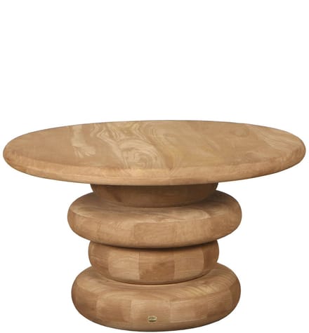 PTMD Keven Natural Mango Wood Ribbed Coffee Table Round