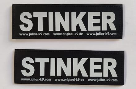 Julius-K9 Set Labels voor Powerharness - Large tekst: STINKER