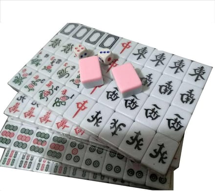 Mini Mahjong Set - Traditioneel Spel - Reizen en Feesten - 144 Melamine Tegels - Draagbaar Formaat - Roze