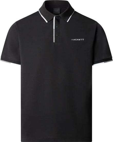 Hackett Tipped Color Placket Korte Mouw Poloshirt Zwart M Man
