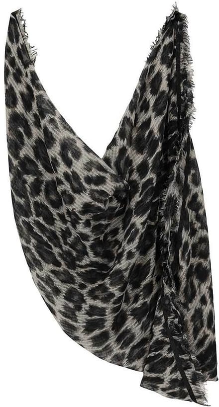 Sarlini Dames Sjaal extra breed - Leopard - grijs - 200 x 60 cm - luipaardprint/panterprint