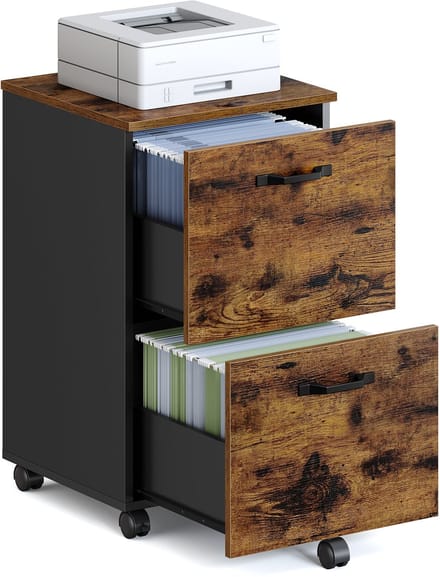 VASAGLE - Archiefkast - Rollcontainer met 2 Lades - Met Wielen - Voor A4 Hangmappen