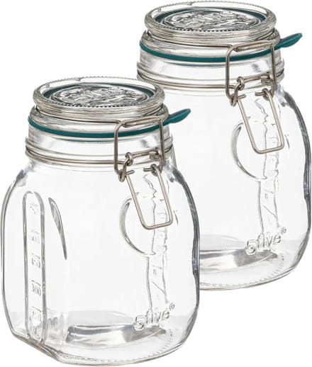 5Five Weckpot/inmaakpot Jarro - 2x - 750 ml - glas - beugelsluiting - D12 x H16 cm