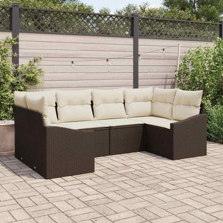 vidaXL Bankstel 6 st Bruin poly rattan