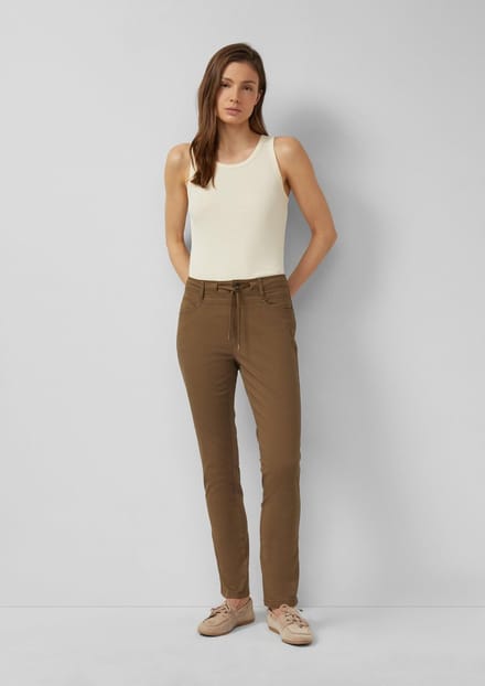 s.Oliver - female - Slim fit-broek van katoensatijn