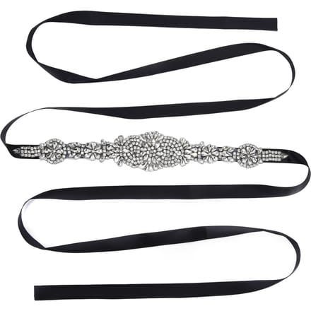 Ceinture de Robe de Mariée en Strass Élégante Ceinture de Taille Accessoires Vêtements pour Mariée Demoiselle d'Honneur Noir noir