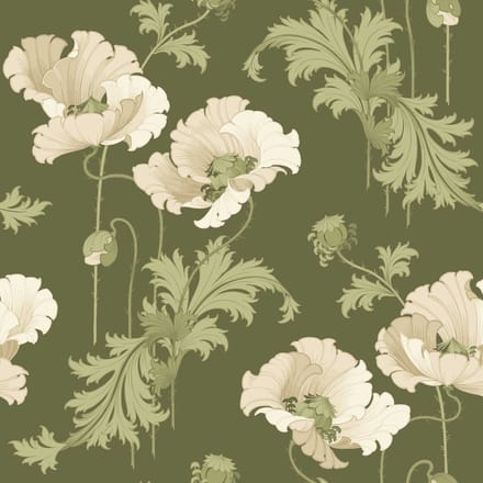 Boråstapeter Vliesbehang 8091 - Anno II - Bloemen Groen - 53cm x 10.05m