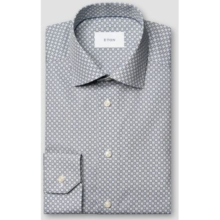 Eton Overhemd Micro Pattern Medallion Motif Signature Twill Blauw / male