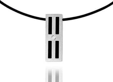 Montebello Ketting Wesley - 316L Staal - Carbon - Leder - 30x20mm - 50cm