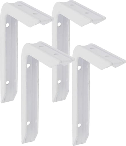 AMIG Plankdrager/planksteun van aluminium - 4x - gelakt wit - H150 x B100 mm - heavy support - boekenplank steunen