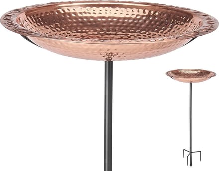 Vogelbad van koper op tuinmast, 45,7 cm - Perfect voor uw tuin