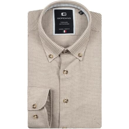 Giordano Overhemd Loretto Mini Pattern Button-Down Donker Bruin / male