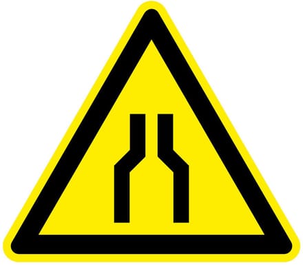 Waarschuwingsbord wegversmalling - kunststof 150 mm