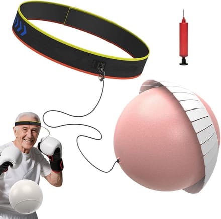 Boksbal voor hoofd - Trainingsbal - Reactie Training - Verstelbare hoofdband - 13 cm breed - Roze