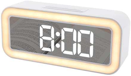 Dailygoods- Digitale Wekker met Nachtlampje - Thermometer - Spiegel